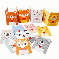 Cartes de vœux personnalisées en carton en forme d'animaux de dessin animé, fleurs mignonnes, cadeaux pour vœux d'anniversaire, 'Merci' personnalisé
