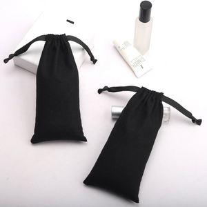 Luxury Custom Logo Printing Black Cotton Muslin Patch Jewelry Bag Small Soft Gift Cotton <b>Drawstring</b> <b>Pouch</b> - Product Image 5