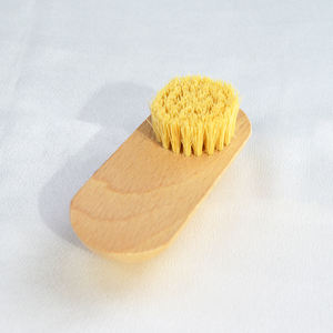 Cepillo seco de cuerpo de madera Cepillo de lavado de manos medio redondo Cepillo de limpieza de dedos Sisal de haya para desintoxicación linfática - Product Image 3