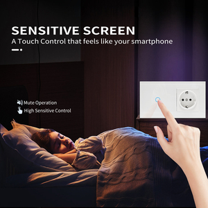 Tuya ไวไฟสหภาพยุโรป1/2/3แก๊งสมาร์ทผนังสวิทช์สัมผัสซ็อกเก็ตรวมกันแผงกระจกนิรภัย - Product Image 5