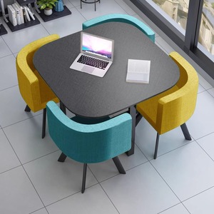 Estilo minimalista moderno: la elegante combinación <span class=keywords><strong>de</strong></span> mesas y sillas <span class=keywords><strong>de</strong></span> cuero negro. - Product Image 5
