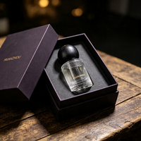 Flacon de parfum vide en verre de haute qualité de 15 ml avec pulvérisateur, bouchon noir et boîte personnalisée
