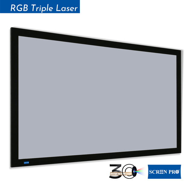 Private Home Cinema Black Velvet Frame Projection Screen SCREEBPRO 3C Anti Laser Speckle Matte Grey Fixed Frame Projector Screen