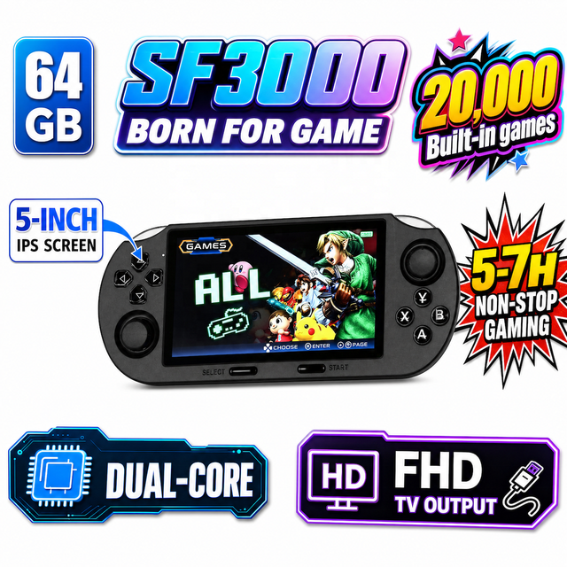 SF3000 Handheld Game Console Portable Console Handheld Game Player Retro Video Game Console De Jeu Portable Consola De Video