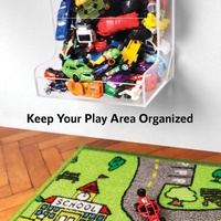 Lot de 2 organisateurs muraux portables en acrylique, distributeur de jouets, présentoir flottant pour jouets, panneau arrière suspendu, supports transparents pour blocs
