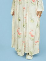 Vêtements islamiques modestes, abaya arabe, robe musulmane pour femmes, robe élégante rose à fleurs, plissée devant, boutonnée, robe maxi ample