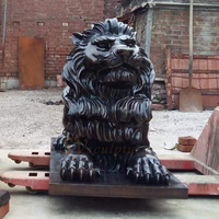 Vente en gros de lion Sculpture en bronze Statues de lion en laiton Lion assis Tête de jardin en bronze