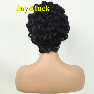Prix de gros perruques pour femmes à la mode courte vague de couches bouclés noir quotidien ou fête perruques de cheveux synthétiques de haute qualité pour femmes - Product Image 3