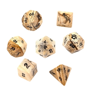 Customizable Natural Picture Stone Polyhedral DND Jewelry 16mm Wood Plastic Metal Ornaments with Custom Logo Font Symbol Pattern - Product Image 1