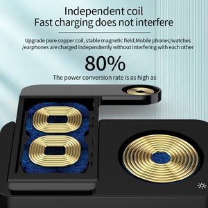 Chargeur sans fil pliable <span class=keywords><strong>4</strong></span> en 1 15W PD Station de charge rapide 3 en 1 avec <span class=keywords><strong>iPhone</strong></span> Sortie électrique 15W Matériau PC durable - Product Image 6
