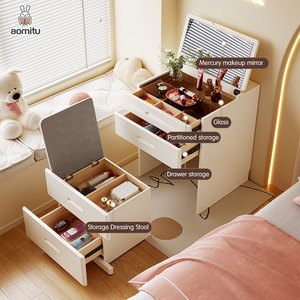 Phổ Biến Nhà Tối Giản Lưu Trữ Trang Điểm Bàn Rắn Gỗ Hiện Đại Giá Rẻ Bàn Trang Điểm Phân Với Sáng Tạo Lật Tủ Quần Áo Gương - Product Image 3