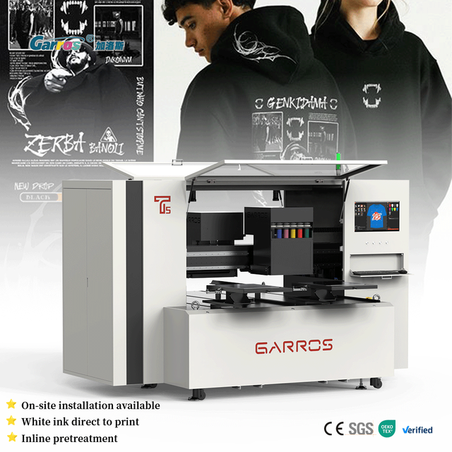 Garros DTG Textile Printing Machine with High Resolution Output Direct to Garment Printer for Fashion Brand Apparel Printing