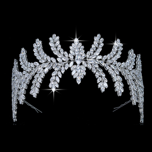 Corona Tiara con Circonia cúbica brillante para mujer, accesorios para el cabello de boda, Romance, Princesa, corona BC5535, Diadema - Product Image 1