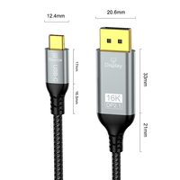 Nuevo Cable Adaptador Convertidor USB Tipo-C a DisplayPort 2.1 A302 de 16K, 54Gbps, Cable USB de Malla de Algodón y Lámina de Aluminio para Audio y Video