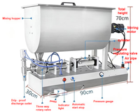 Machine de mélange et de remplissage semi-automatique pneumatique à piston en U pour gommages exfoliants, sauces au miel et pâtes épaisses
