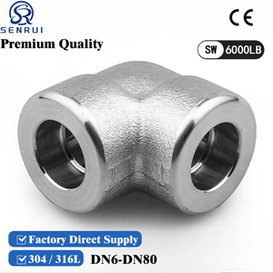 Raccord de tuyauterie coudé à 90 degrés à souder par emmanchement, résistant à la corrosion, SW 6000LB SS304 316L, DN6 à DN80, pour pipeline ultra haute pression - Product Image 1