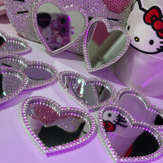 New Heart love Mirror Diy Mobile Phone Accessories Flower Lens Mobile Phone Charms