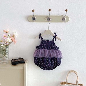 Barboteuse florale à bretelles pour bébé fille, avec dentelle en maille, légère, combinaison une pièce d'été - Product Image 2