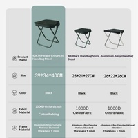 Tabouret pliant portable en alliage d'aluminium épaissi de 40 cm de hauteur, pour camping, pêche et extérieur