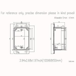 Junction Box ABS Plastic Waterproof IP65 <strong>Universal</strong> Electrical Boxes Project <strong>Enclosure</strong> With Fixed Ear Black 100 X 68 X50 - Product Image 6