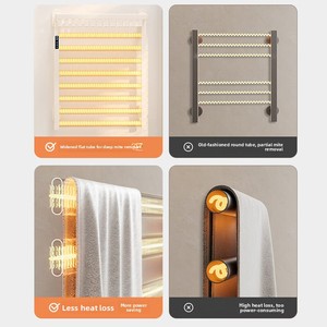 Mini chauffe-serviettes électrique noir avec rail, support en acier, accessoire de salle de bain pour usage domestique, porte-serviettes chauffant pour serviettes humides - Product Image 3