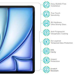 Protection d'écran en verre trempé HD anti-rayures, couverture intégrale 9H, film protecteur d'écran pour iPad Air Pro 2026 2025 - Product Image 3