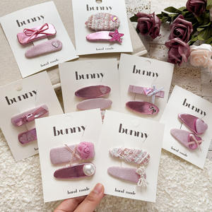 Pinces à cheveux en dentelle à paillettes coréennes pour enfants filles, coiffe à nœud papillon à <span class=keywords><strong>frange</strong></span> féerique rose doux avec bouton-pression scintillant pour enfants - Product Image 1