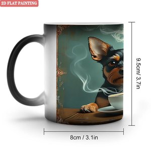 Mug magique en céramique noir givré de 11 oz, sensible à la chaleur, changeant de couleur, avec motif de chien - Product Image 1