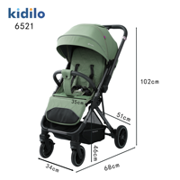Poussette légère et pliable Kidilo avec siège auto pour enfants de 0 à 3 ans, certifiée EN1888 & Reach ROHS, roues 3D en PU