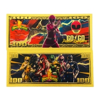 2026 Penjualan Terlaris 5 Model Uang Kertas Anime Power Rangers Amerika Berlapis Emas untuk Hadiah