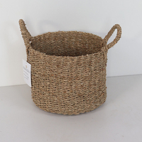 Panier de paille tissé jonc de mer panier de plante de stockage fait à la main avec poignées