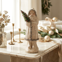 Großhandel Antike Cremefarbene Weihnachtsmann-Figuren, Silberne Glitzer-Rustikale Festliche Tischdekorationen