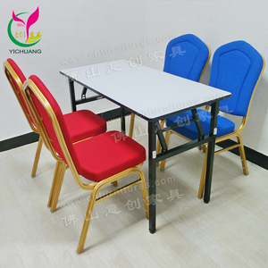 Mesas plegables negras con marco de metal para comedor de hotel para eventos - Product Image 3