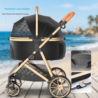 Poussette pour animaux de compagnie SML Deluxe à grandes roues, légère, pliable et détachable pour chats et chiens de petite et moyenne taille