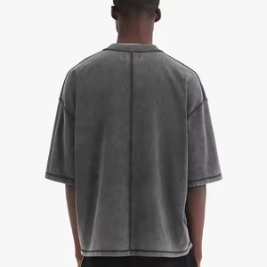 Hot Sell Plain T <b>Shirt</b> French Terry Cotton <b>Men</b> T <b>Shirt</b> Grey Boxy Chest <b>Pocket</b> Round Neck T <b>Shirt</b> Unisex <b>Men</b> T-<b>shirt</b> - Product Image 3