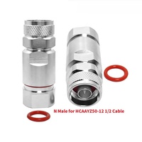 Conector Coaxial Hembra Tipo N Premium con Abrazadera Recta para Cable Alimentador Heliax Corrugado de 1/2" (1-2 Pulgadas) LDF4-50A HCAAY50-12