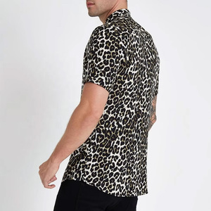 LEDUO Quality <strong>Men's</strong> Clothes 100% Viscose Covered Button Short Sleeve <strong>Leopard</strong> Graphic Digital <strong>Printing</strong> <strong>Shirt</strong> for <strong>Men</strong> - Product Image 3