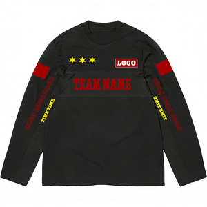 Camiseta de manga larga para hombre con bloques de color, paneles laterales de malla, <span class=keywords><strong>nombre</strong></span> de equipo personalizado, cuello redondo, transpirable, ajuste holgado, estilo casual urbano, ODM OEM - Product Image 5