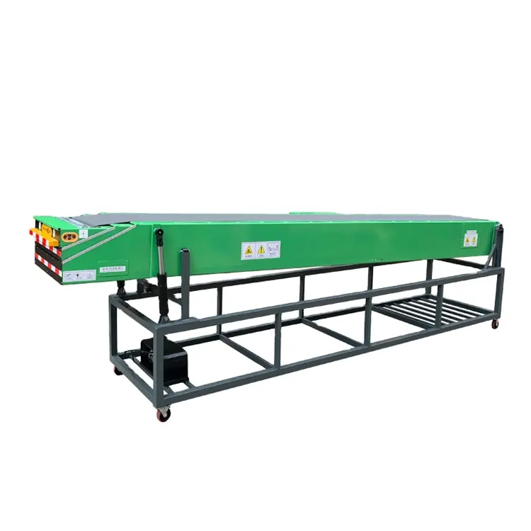 Heavy Load Portable Flexible Telescopic Ramp Belt Conveyor With Carbon Steel Frame For Tuck Unloading Express Parcels Box