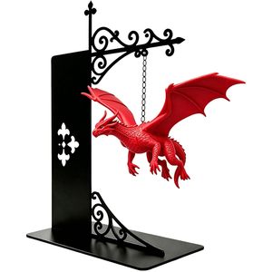 Floating <b>Dragon</b> Bookend With Led <b>Light</b> Fantasy Design Metal Bookshelf Decor For Adults - Product Image 1