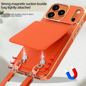 Étui de téléphone VIETAO en cuir PU électroplaqué avec porte-cartes, cordon réglable et sangle bandoulière, placage or rose - Product Image 6