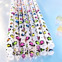 Pailles personnalisées colorées motif léopard, écologiques, en plastique transparent, accessoires de bar, design changeant de couleur pour les fêtes