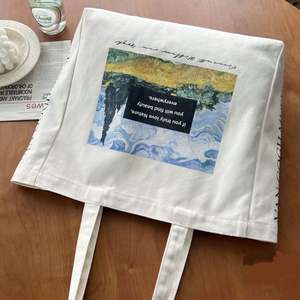 Bolsas de Compras Reutilizables con Logotipos Impresos Personalizados al por Mayor, Bolsa de Lona de Algodón Ecológica con Patrón de Letras Blancas Puras y Asas de Cuerda - Product Image 4