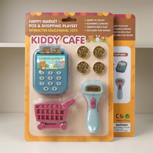 Juego de juguete de caja registradora de <span class=keywords><strong>supermercado</strong></span> para niños con escáner, mini carrito de compras y monedas de juego, juguetes promocionales para niños - Product Image 3