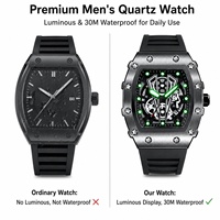 Montres pour hommes en gros, mode, luxe, bracelet en silicone, aiguille luminescente, montre à quartz, étanche 3ATM, montre-bracelet pour homme d'affaires
