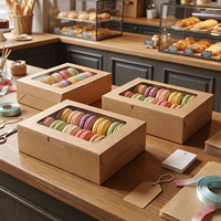 Boîtes à pâtisserie en papier kraft brun avec fenêtre 8x6x2,5 pouces, boîtes à biscuits recyclables pour pâtisseries, beignets, muffins, vente en gros