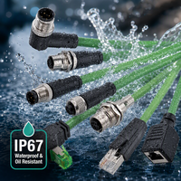 Adaptor Kabel M12 ke RJ45, Kabel Ethernet Industri Cat6A, Kabel Terlindung SSTP 10Gbps, Tahan Air IP67