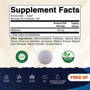 Grosir bebas stres tidur dalam suplemen Herbal kekuatan tinggi 5mg/10mg Melatonin tablet vitamin alami bebas gula - Product Image 5