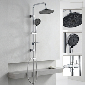 Kit de Baño con Barra de Ducha Ajustable Montada en la Pared, Conjunto de Ducha con Cabezal de Ducha de Lluvia ABS de 3 Modos - Product Image 1