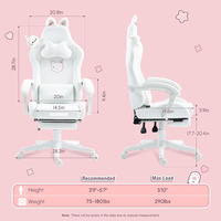 Chaise de jeu rose Kitty Hellos rose cuir blanc maison bureau femmes fille coupe chat chaise de jeu oreiller lombaire Sillas avec repose-pieds